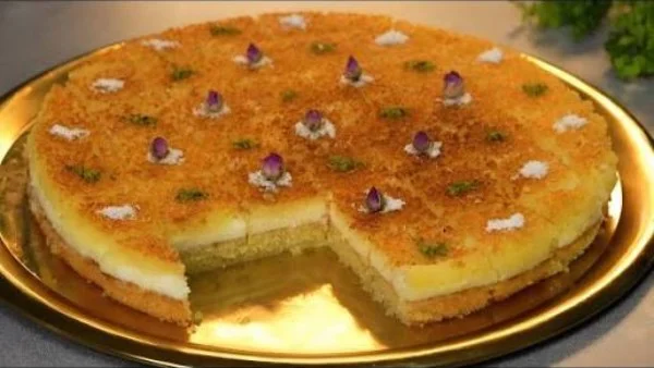 طريقة إعداد كيكة البسبوسة بالكريمة