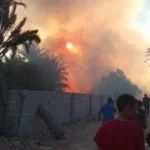 حريق هائل في مزارع حى المصيعد بطور سيناء