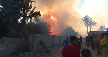حريق هائل في مزارع حى المصيعد بطور سيناء