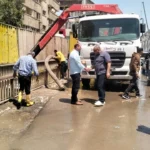 إصلاح كسر خط مياه رئيسي في العجوزة