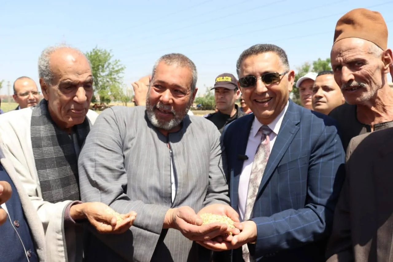 محافظ القليوبية يتفقد موسم حصاد القمح في قها