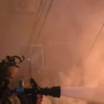 حريق ضخم بمصنع ملابس في الزاوية الحمراء