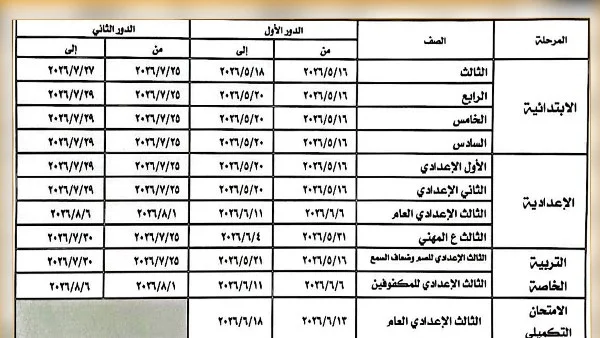 محافظ المنوفية يعتمد جدول امتحانات الفصل الدراسي الثاني