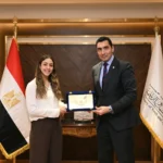 تكريم هانيا الحمامي بعد فوزها ببطولة الجونة للاسكواش