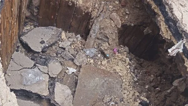 تفاصيل الهبوط الأرضي بحدائق المعادي