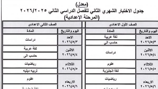 تعديل جدول امتحانات أبريل 2026 بمناسبة عيد العمال