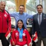 استقبال أبطال التجديف البارالمبي في مطار القاهرة