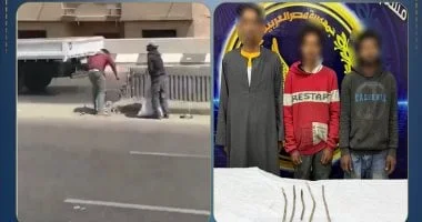 القبض على لصوص الدائري الذين هشموا الخرسانة