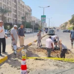 غلق وتعديل مسارات بكورنيش الغردقة أثر هبوط أرضي