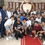 استقبال محافظ بورسعيد للاعبي المصري بعد التتويج
