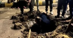 تحويلات مرورية لإصلاح هبوط أرضي بمحور عبدالحميد بدوي