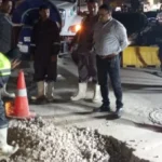 هبوط أرضي بشارع مصطفى النحاس وبيان من شركة الصرف الصحي