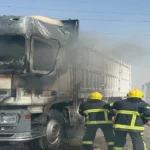 السيطرة على حريق في سيارة نقل ثقيل بالمعادي