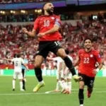 فرحة محمد صلاح بعد هدفه في مرمى نيوزيلندا