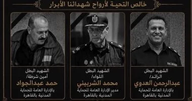 نعي مستشاري قضايا الدولة لشهداء الواجب في حريق منشأة ناصر