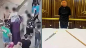 عامل يهدد الأهالي بسلاح أبيض في الجيزة