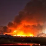 حريق في حظيرة طائرات جنوب شرق موسكو