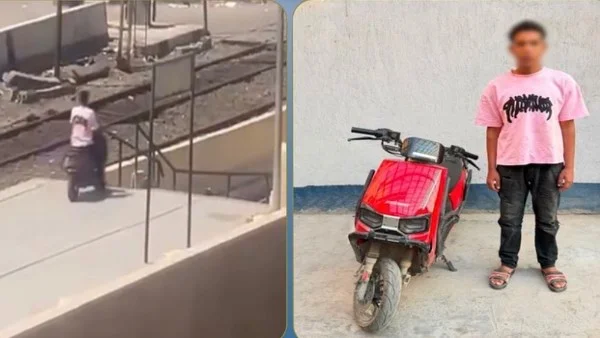 القبض على شاب يقود دراجة نارية فوق رصيف محطة قطار