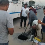 إصلاح فتحة كوبري المشروع بالزقازيق