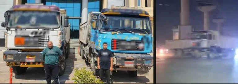 ضبط سائقي شاحنتين في الجيزة بتهمة السير عكس الاتجاه